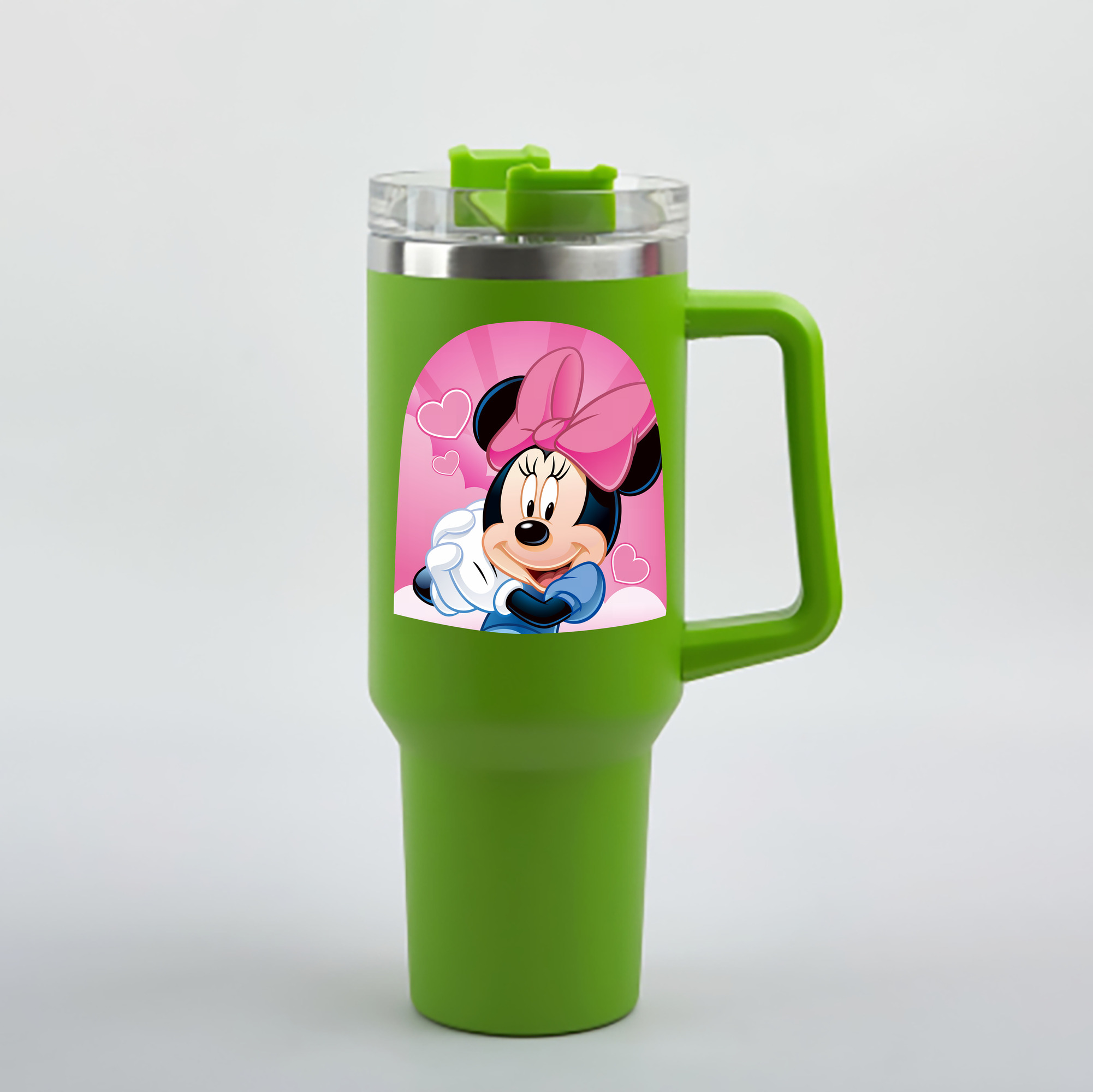 （画像用） ミッキーマウス Mickey Mouse 1200mL車用タンブラー - クリスタルステッカー（プラスチックストロー付き）